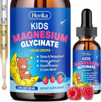 Magnesium Drops for Kids - with L-Theanine Omega-3, Vitamin B6, D3, Zinc - Kids Magnesium Glycinate Liquid for Sleep, Relaxation, Calm & Focus - 2 Fl Oz Raspberry Flavor