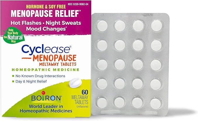 Boiron Cyclease Menopause Tablets for Relief of Hot Flashes, Night Sweats, Irritability, and Mood Swings - 60 Count