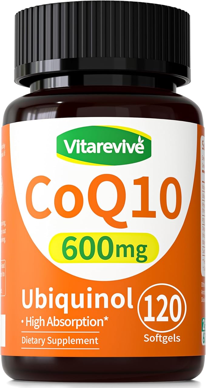 CoQ10 600 mg Softgels – Ubiquinol Coq 10 High Absorption Coenzyme Q10 & CoQ-10 Supplement for Energy, Heart & Antioxidant Support, 120 Count