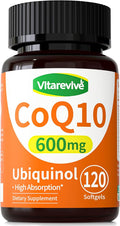 CoQ10 600 mg Softgels – Ubiquinol Coq 10 High Absorption Coenzyme Q10 & CoQ-10 Supplement for Energy, Heart & Antioxidant Support, 120 Count
