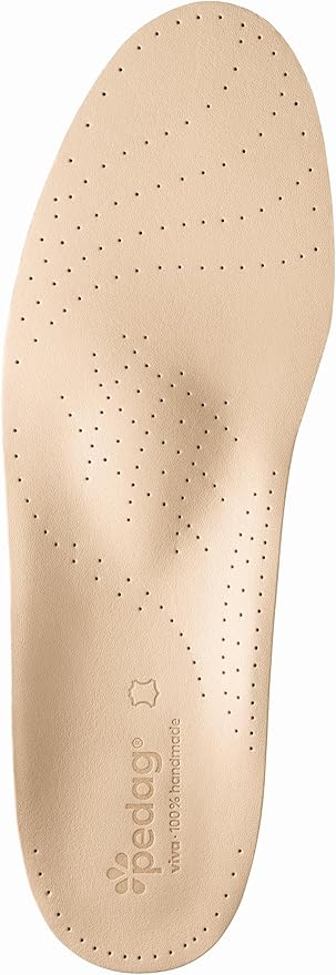 Pedag Viva | Leather Arch Support Inserts | Handmade in Germany | Plantar Fasciitis Relief | Heel Cushion | Activated Charcoal Odor Control | Metatarsal Support Pad | Tan | Men US 16/ EU 49