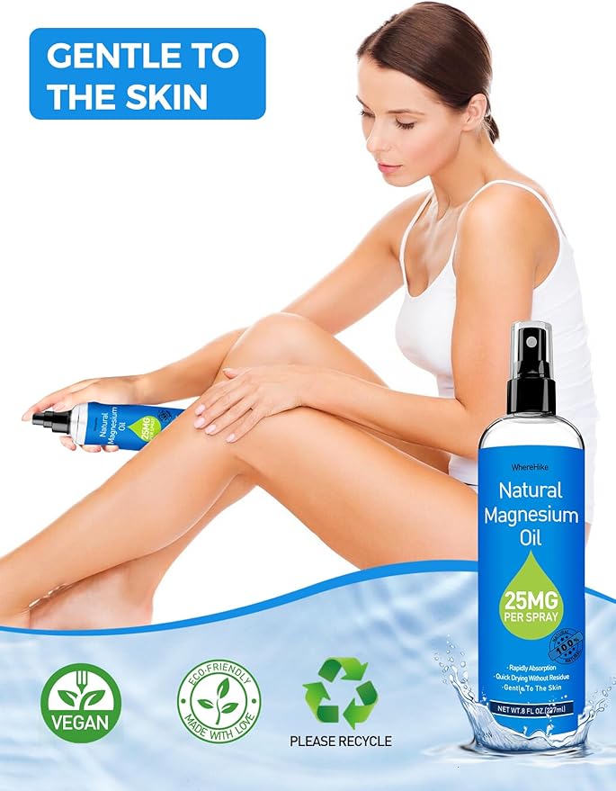 Magnesium Spray, Pure Magnesium Oil Spray for Feet,Ideal Gift for Muscle Relaxation&Better Sleep,Rapid Absorption,Quick Drying Without Residue-Unflavored.