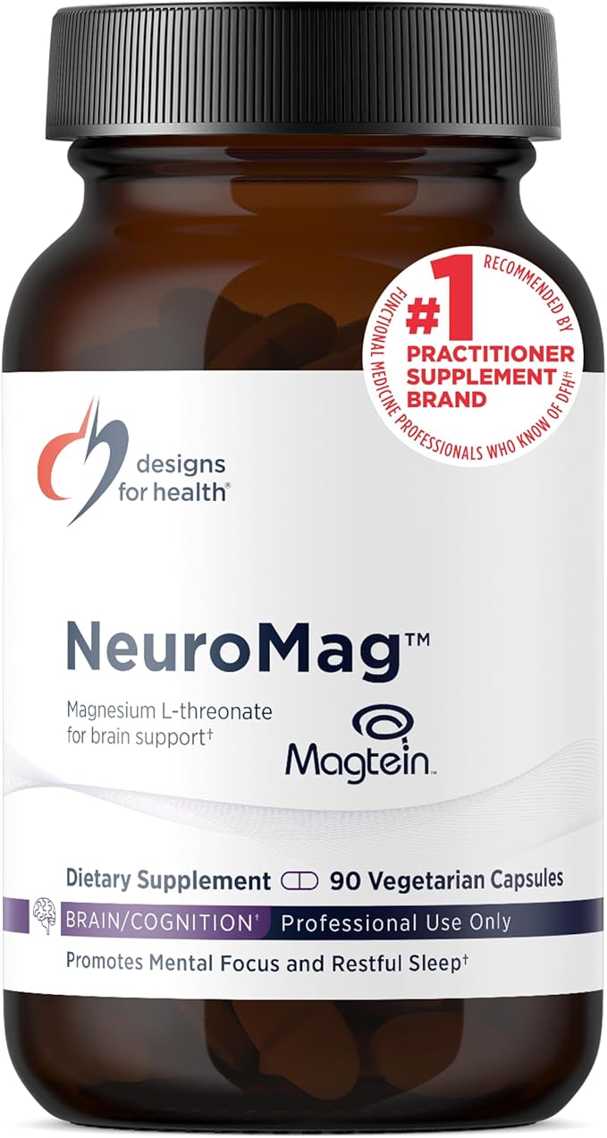 Designs for Health NeuroMag Bioavailable Magnesium L-Threonate - Chelated Magnesium Supplement from Magtein for Brain Health & Cognitive Function, Support Focus & Sleep* (90 Vegan Capsules)