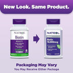 Natrol Biotin 10000mcg, Supplement for Healthy Hair, Skin and Nails for Those Low in Biotin, Plus Energy Metabolism Support, 200 Tablets, Up to a 200 Day Supply,(Pack of 2)