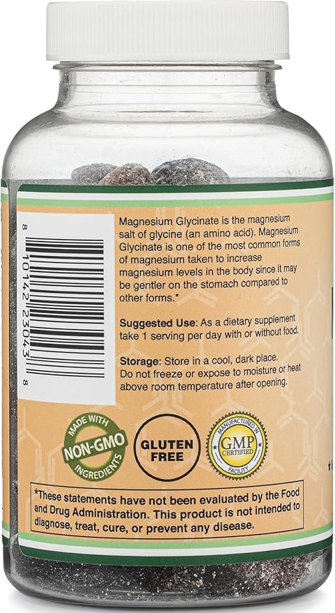 Magnesium Glycinate Gummies (400mg per Serving, 30 Day Supply, Grape Flavored) High Absorption Magnesium Supplement for Adults or Kids by Double Wood Supplements