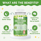 Magnesium Glycinate Gummies for Kids: Calm Magnesium Supplement for Kids & Adults with Zinc Citrate, GABA, Chamomile, Vitamin B6 & C - Sleep, Relaxation & Focus, Green Apple & Kiwi Flavor 60 Count