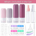 MODENGKONGJIAN 16 Pack Travel Bottles for Toiletries,TSA Approved Silicone Squeezable Travel Shampoo Bottles, 3oz Leak Proof Refillable Toiletry Cosmetic Containers (16PCS/Cranberry)