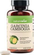 Naturewise Garcinia Cambogia - 60% HCA Concentration Extract, Natural Support for Weight Goals and Energy Levels - Vegan, Non-GMO, Gluten Free - 90 Capsules[1-3 Month Supply]