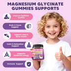Kids Magnesium Gummies, Magnesium Glycinate Gummies 400mg/200mg with L-Theanine, Chamomile, Vitamin B6, D3 for Kids, Relaxation & Zzz Support, Nerve Bone - Sugar Free Mixed Berry Flavor 60ct