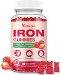 Iron Supplement Gummies, Vegan Iron Supplement for Women & Men, Healthy Blood, Energy & Immune Support, Strawberry Flavor, 60 Count