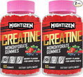 Creatine for Men & Women Creatine Monohydrate Gummies, Creatine Monohydrate per Serving with Taurine & Vitamin B12, Pre-Workout for Max Strength, Energy & Endurance - 2 Pack