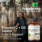 Futurebiotics Vitamin K2 with D3, 2 in 1 Support, 5000 IU Vitamin D3 & 90 mcg Vitamin K2 MK-7 Non-GMO, 360 Tablets