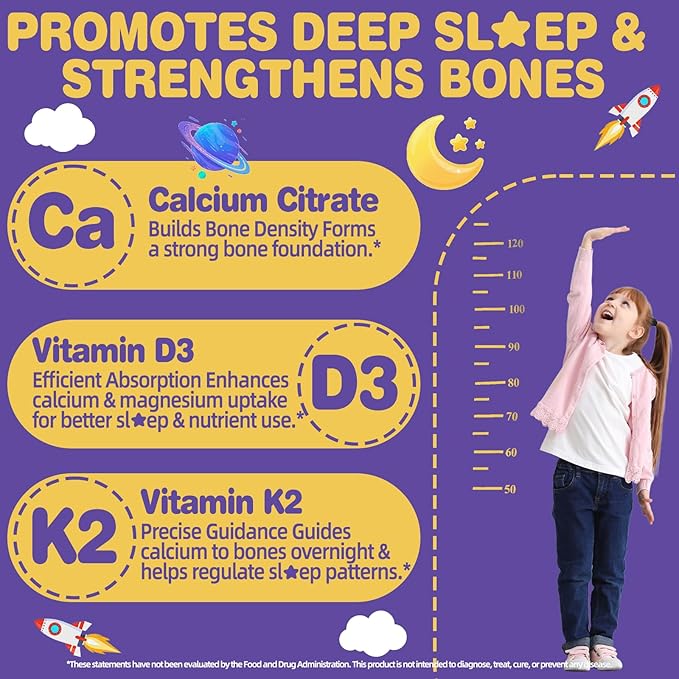 Magnesium Glycinate Gummies 400mg for Kids and Adults - Liposomal Magnesium Supplement with D3, K2 and Calcium for Sleep, Calm and Bones, Melatonin-Free, Sugar-Free, Strawberry Flavor, 60 Gummies