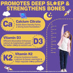 Magnesium Glycinate Gummies 400mg for Kids and Adults - Liposomal Magnesium Supplement with D3, K2 and Calcium for Sleep, Calm and Bones, Melatonin-Free, Sugar-Free, Strawberry Flavor, 60 Gummies