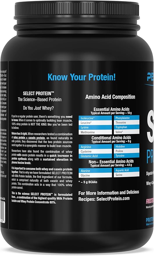 PEScience Select Protein Powder, Whey and Casein Blend, Lean Protein Powder for Women and Men, Low Calorie, Low Carb, Keto Friendly, Gluten Free, Frosted Sugar Cookie - 27 Servings