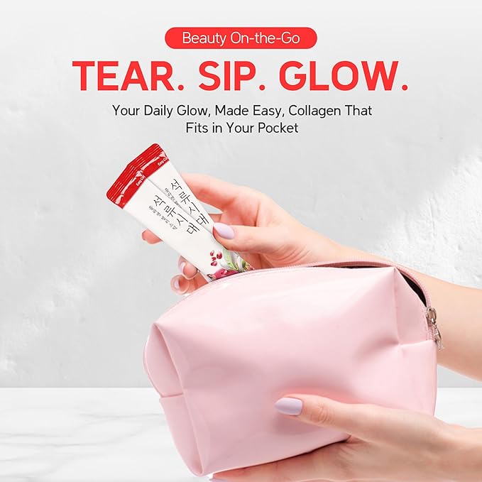 | Pomegranate Collagen Stick – 20 Sticks, 0.77oz(22g) | Korean Fruit Extract, Daily Beauty Supplement, No Sugar Added, Portable On-the-Go Sticks | 석류 콜라겐 스틱