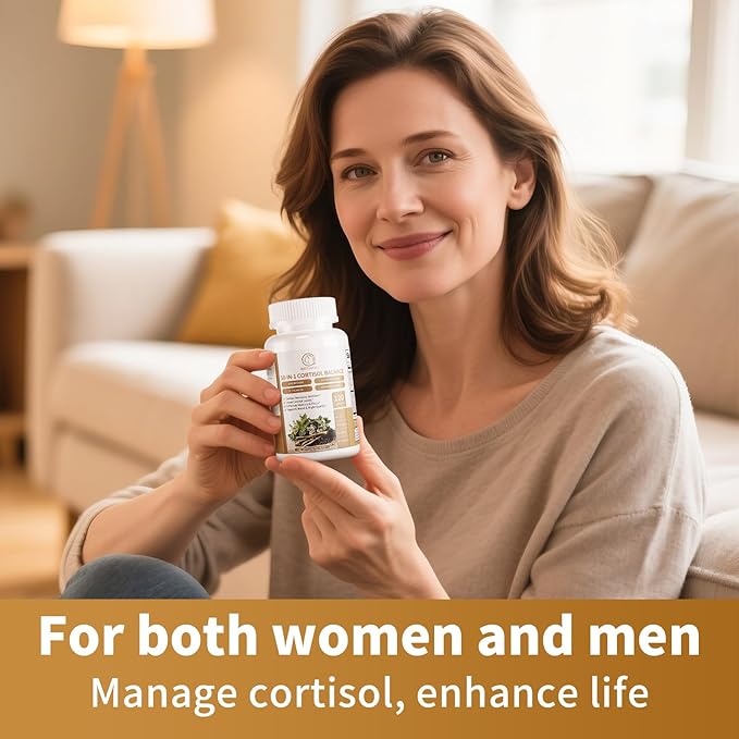Cortisol Supplements for Women and Men, 10-in-1 Cortisol Reducer Manager Detox with Ashwagandha, Magnesium & L-Theanine, Lower High Cortisol Levels, Relaxation & Night Support, Non-GMO, 120 Capsules