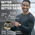 EnvyCure Creatine Monohydrate Gummies for Men & Women - with BCAA, Collagen Peptides, L-Taurine, Vitamin B12, D3, Creatine Monohydrate 5000mg (5g) Per Serving, Lemon Flavor, Sugar Free, 1 Pack