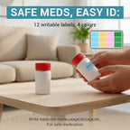 3.4oz Plastic Pill Bottles with Child Resistant Caps, Empty White HDPE Solid Containers with Labels, Reusable Supplement Bottles for Powder, Pills, Vitamins (8 Pack)
