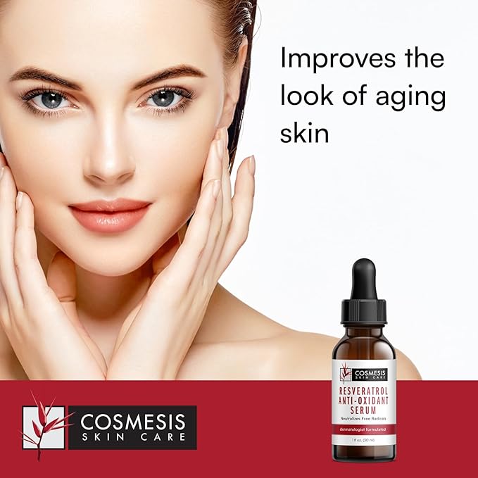 Resveratrol Anti-Oxidant Serum - Combat Aging with Antioxidants from Tea Polyphenols & Resveratrol - 1 fl oz - Cosmesis