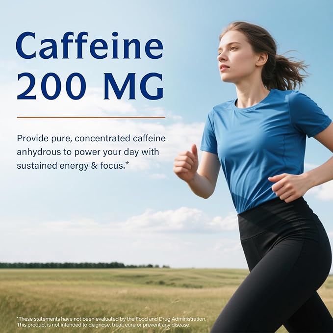 Innate Vitality Caffeine, 200 mg Caffeine Pill for Men & Women, No Crash or Jitters, Non GMO, No Gluten, Boost Energy Levels & Mental Focus, 120 Vegan Capsules