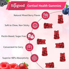 Cortisol Gummies - Cortisol Supplements for Women & Men with Ashwagandha, Magnesium, L-theanine for Cortisol Balance, Support Relaxation, Energy, Zzz, Mixed Berry Flavor, 60Ct
