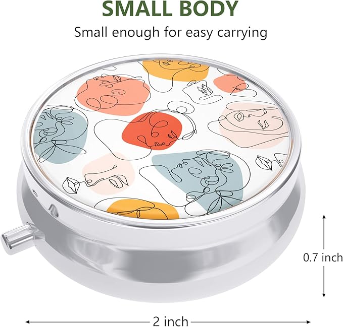 Nipichsha Pill Box, Small Pill Case for Purse & Pocket, Cute Travel Medicine Organizer, Portable Medicine Container Holder to Hold Vitamins, Medication, Fish Oil & Supplement, Guise