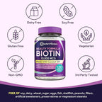 Doctor's Recipes Biotin 10,000 mcg, Hair Growth, Healthy Skin & Nails, Energy Metabolism, Vegetarian-Friendly Biotin, with Coconut Oil, Non-GMO, 4 Month Supply, 120 Vegetarian Softgels
