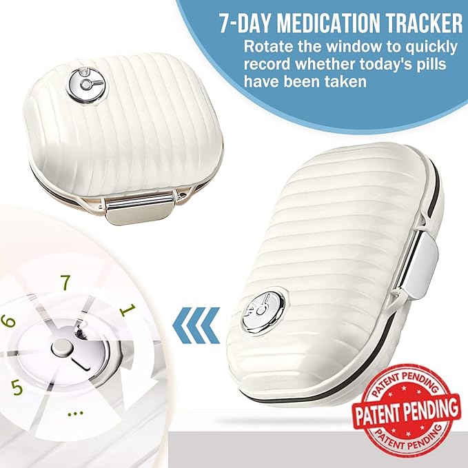 Travel Pill Organizer, 2 Pack Portable Pill Box 7 Day Small Pill Case Moisture Proof Daily Medicine Vitamin Container for Vitamins, Supplements Medication Tracker Travel Essentials (Small+ Large)