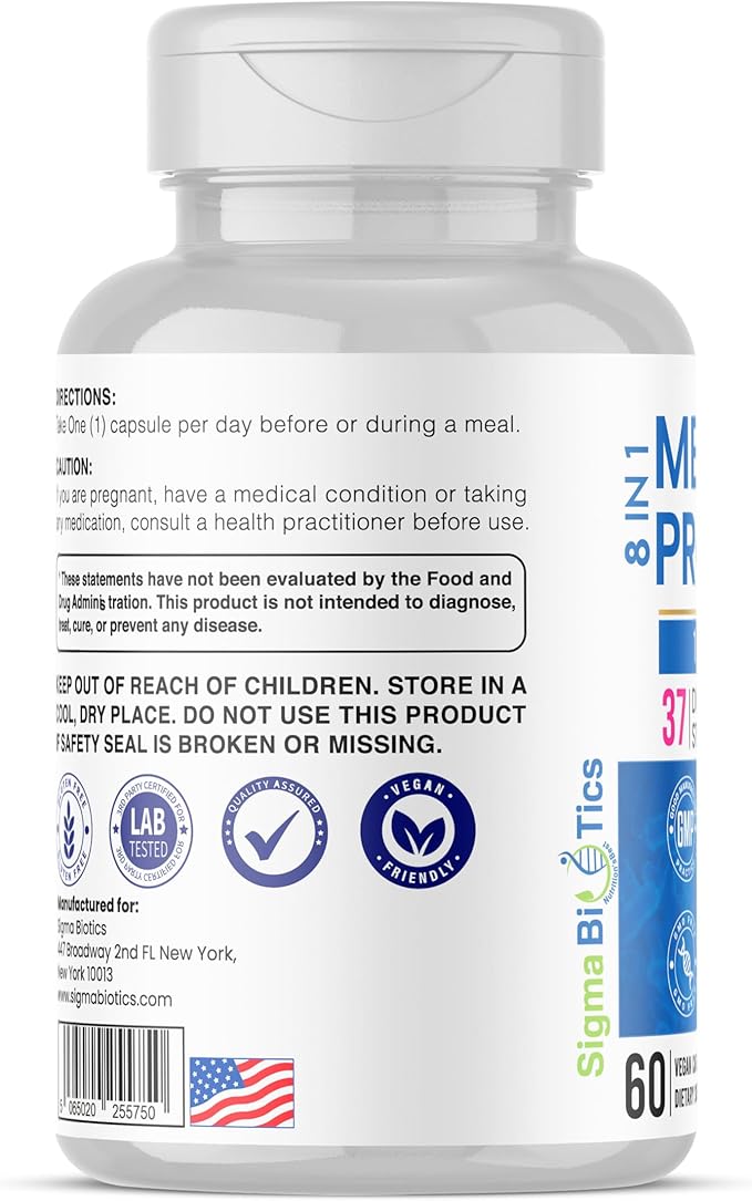 Probiotics for Men - 150 Billion CFU Acidophilus Capsules with Prebiotics & Postbiotics - Supports Gut Microbiome, Colon & Immune Health - 37 Strains with Digestive Enzymes - 60 Vegan Capsules