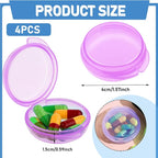 4 Pcs Mini Pill Organizer Small Pill Box Cute Portable Pill Case for Pocket Purse Travel Storage Containers Earplug Case Medicine Dispenser Vitamin Holder (4 Purple)