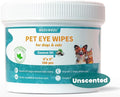 Eyes Wipes for Dogs & Cats 120 Counts, Grooming Kit Care for Dogs and Cats, Prevent Tear Stains, Eye Debris, Discharge, Mucus Secretions,Unscented