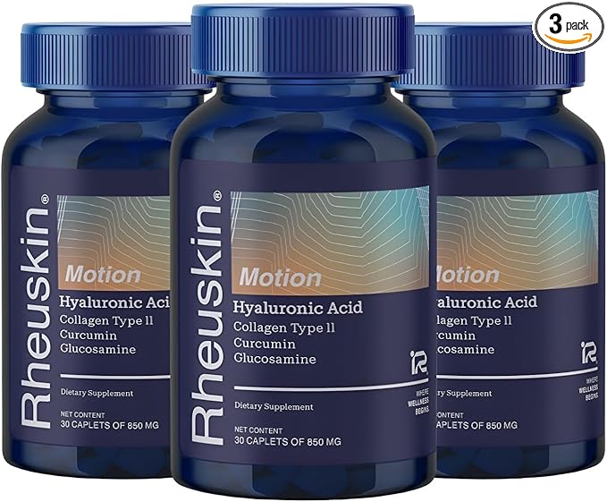 Motion 3 Pack – Advanced Joint Support: Hyaluronic Acid + Glucosamine + Curcumin + Type II Collagen – Flexibility, Mobility & Comfort – 90 Caplets 850 mg