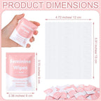 300 Pieces Feminine Wipes Individually Wrapped Women Travel Size Bulk Unscented Intimate Wipes Mild Private Parts Ph Balanced for Travel Bathroom Toilet Daily(Pink)