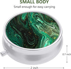Nipichsha Pill Box, Small Pill Case for Purse & Pocket, Cute Travel Medicine Organizer, Portable Medicine Container Holder to Hold Vitamins, Medication, Fish Oil & Supplement, Green Ocean Marble