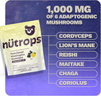 Grüns Nutrops Lions Mane Mushroom Gummies for Adults, Functional Nootropics, Herbal Brain Supplement for Energy, Brain Health, Cognitive, Memory & Focus, Reishi, Chaga, Cordyceps, Coriolus, 28 Count