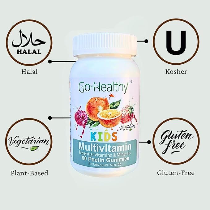 Go Healthy Kids Multivitamin Gummies, Immune Support, Kids Vitamin Gummies, Kosher Kid Vitamin, Halal, Non-GMO, Gluten-Free Tasty Gummy - 30 Servings