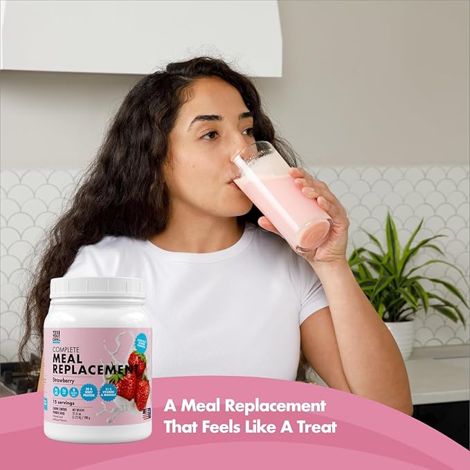Yes You Can! Complete Meal Replacement - 15 Servings (2 Pack), 20g of Protein, 0g Added Sugars, 22 Vitamins and Minerals - All-in-One Nutritious Meal Replacement Shake (Strawberry)