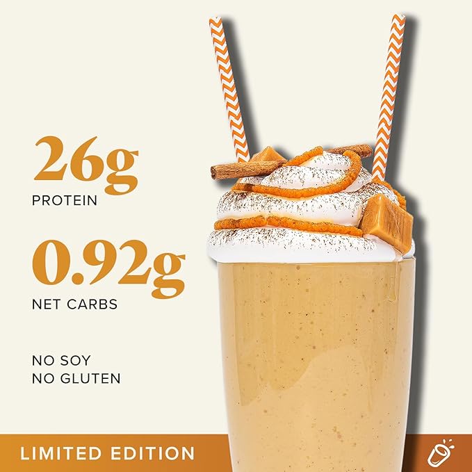 Keto Chow Pumpkin Spice Caramel | Keto Meal Replacement Shake | Nutritionally Complete | Low Carb | Delicious Easy Meal Substitute | You Choose The Fat | Single Meal Sample