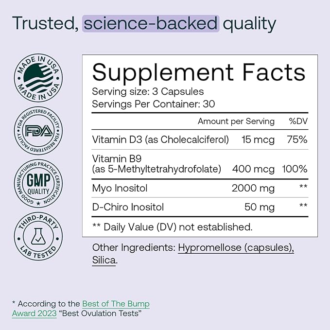 MIRA PCOS Supplement, Myo Inositol & D-Chiro Inositol 40:1 Ratio, Helps Promote Hormonal Balance and Support Ovarian Health & Metabolism, 90 Capsules (30 Servings), 1 Bottle