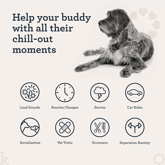Kradle Calming Chews for Dogs -Vet Formulated with L-Theanine, Ashwagandha and GABA for Managing Normal Stress and Promoting Relaxation - Chicken Flavored Calming Supplement - 75 Soft Chews