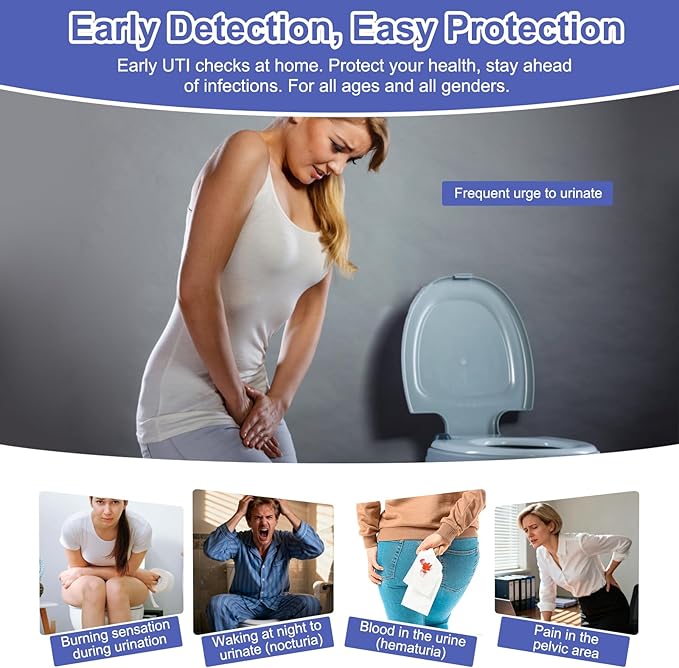 3-in-1 UTI Test Strips, Full Panel Urinary Tract Infection Test Kit at Home for Women Men Kids, Detection with Accurate Leukocytes, Nitrite, and PH Readings, Simple at-Home Urine Test Strips, 50ct