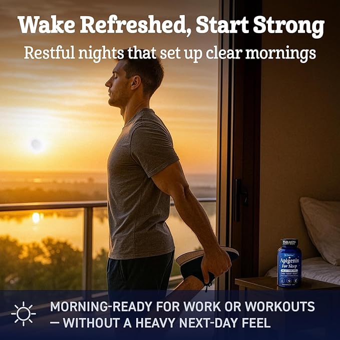 Apigenin Supplement for Sleep. Best Natural Sleep Aid Without Melatonin for Adults. With L-Theanine & Magnesium. Plant-Based Nighttime Support. Apigenina Suplemento.