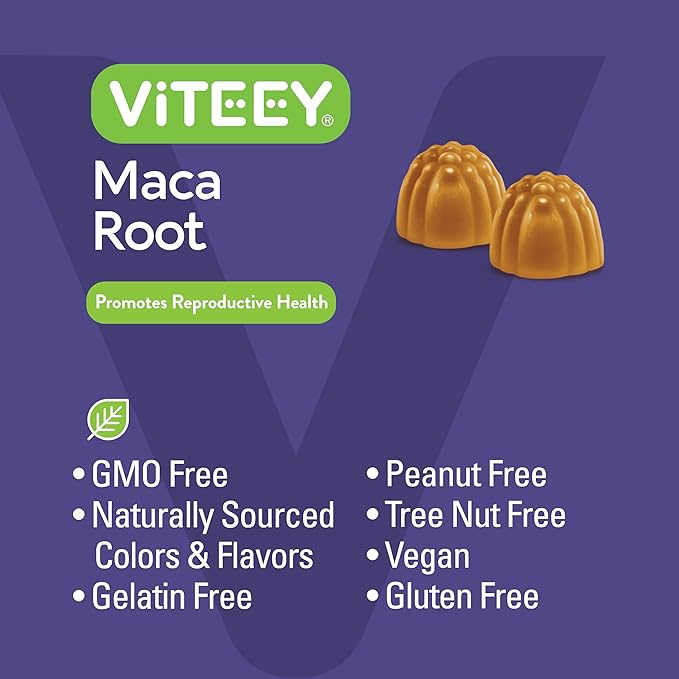 Viteey Black Maca Root Gummies - Drive, Passion & Energy Support - Black Maca Root for Men & Women - Vegan, Gluten Free - 60 Count