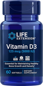 Life Extension Extend-Release Magnesium Prolonged Health Support & Vitamin D3 5000 IU 125 mcg Bone, Brain & Immune Health - 60 Capsules & 60 Softgels