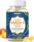 Vegan Omega 3 Gummies 1000mg - Algae Omega 3 Supplement for Women & Men with CoQ10, Vitamin D3, K2 & Turmeric - Fish Oil Alternative for Adults with DHA EPA for Brain, Eye- Sugar Free, 60 Count