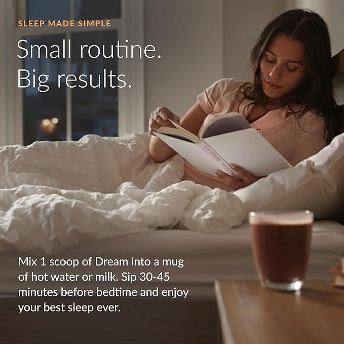 Beam Dream Sleep Powder – Sleep Aid for Adults with Melatonin, Magnesium, L-Theanine, Reishi Mushroom & Apigenin Sleep Supplement, Sleepy Cocoa Bedtime Drink Mix, Chocolate Peanut Butter, 30 Servings