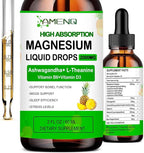 Liquid Magnesium Supplement, Organic 5-in-1 Magnesium Complex Drops 丨 Glycinate, Taurate, Oxide, Malate, Citrate w/L-Theanine, Ashwagandha for Cortisol, Sleep*, Stress, Muscle,