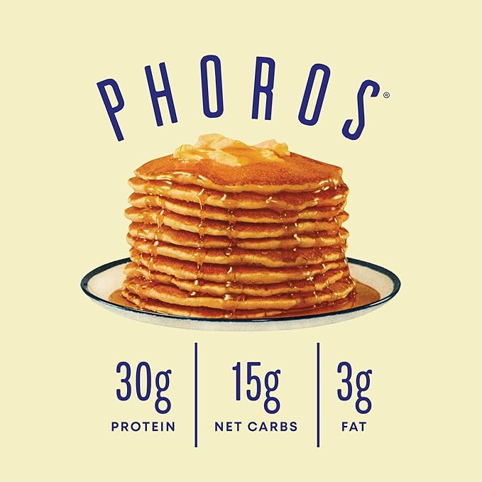 Protein Pancake Mix & Protein Waffle Mix by Phoros Nutrition, 30g of Protein, Low Carb, High Protein, Keto-Friendly, Whey Protein, Whole Grain Oats, Whole Wheat Pancakes, Just Add Water (Buttermilk)
