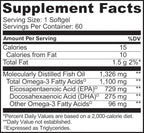 NATURELO Burpless Omega 3 Fish Oil Supplement - 1100mg Triglyceride Omega-3, EPA + DHA, Liquid Fish Oil for Heart, Eye, Brain, Joint Health - 60 Softgels, 2 Months Supply